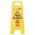Rubbermaid Commercial Caution Wet Floor Floor Sign, Plastic, 11 x 12 x 25, Bright Yellow FG611277YEL